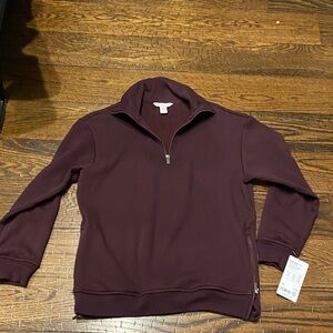 Athleta Kozy Karma Half-Zip Pullover Sweater - Burgundy Small
